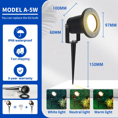 Outdoor Lawn Light IP65 Waterproof GU10 Replaceable Bulb Spot Light