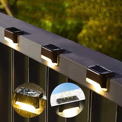 Warm White LED Solar Step Lamp Path Stair Outdoor Garden Lights