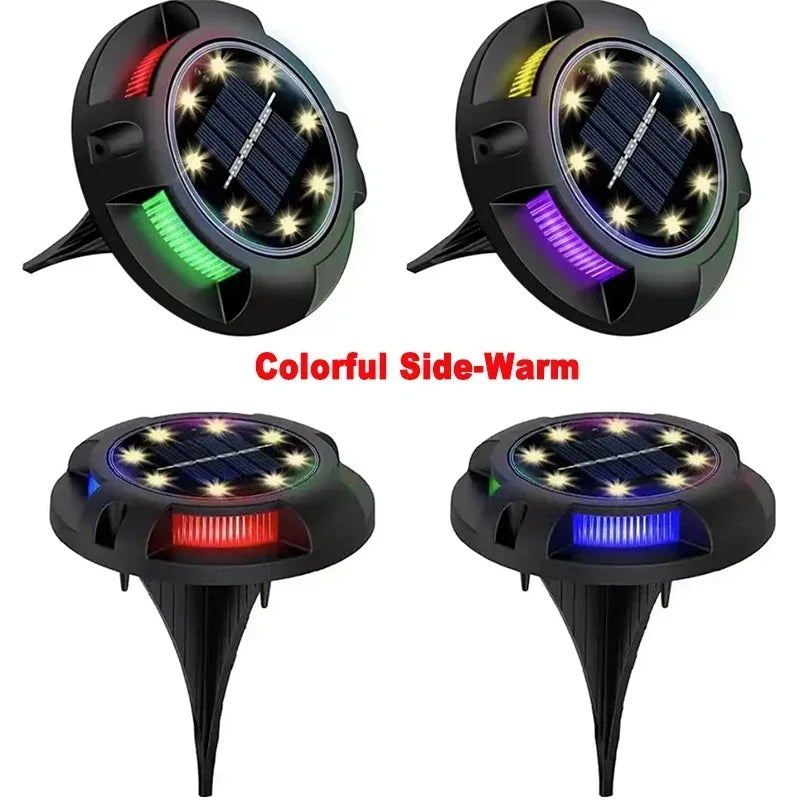 Solar Lights Outdoor 12LEDs Disk Underground Lamp Yard Decoration