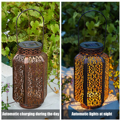 Led Solar Hanging Lantern Hanging Solar Lantern Retro Iron Art Lantern