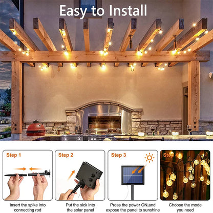 Solar String Lights Outdoor 200 Led Crystal Globe Lights