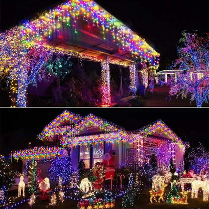 Christmas Lights Outdoor Waterproof Solar Curtain Icicle Lights