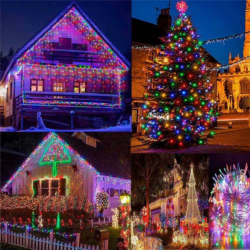 Solar Curtain Icicle Light 3.5M Eaves Outdoor Fairy String Lights