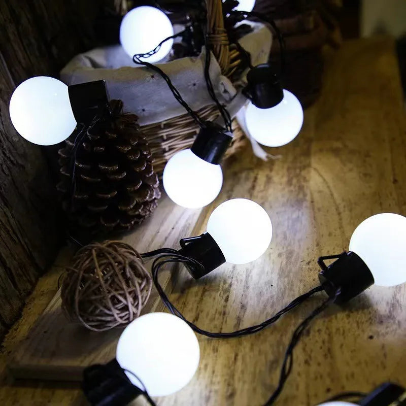 Outdoor Solar Lights White Bulbs String Lights For Garden