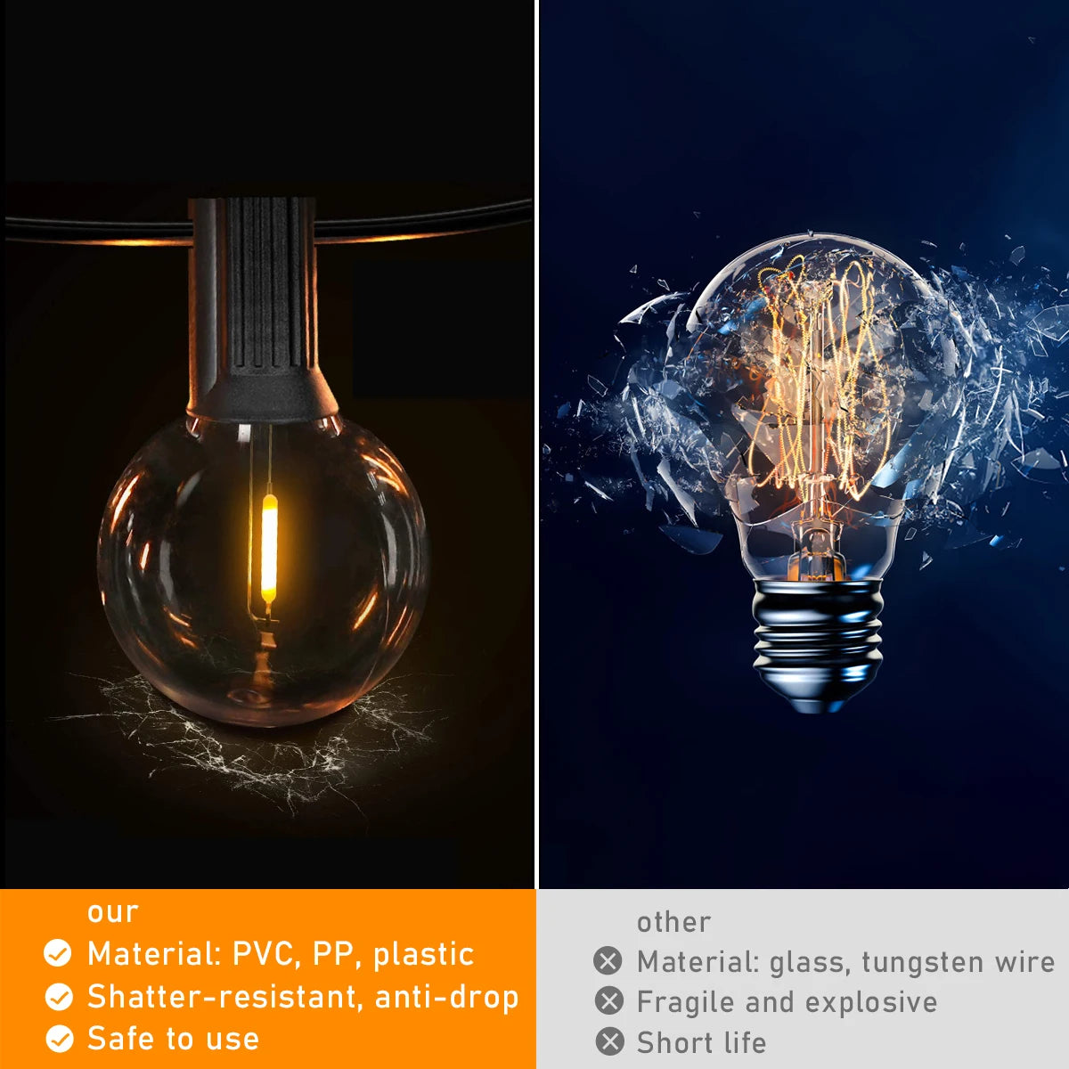 Solar String Lights Outdoor with Remote LED Shatterproof Bulbs