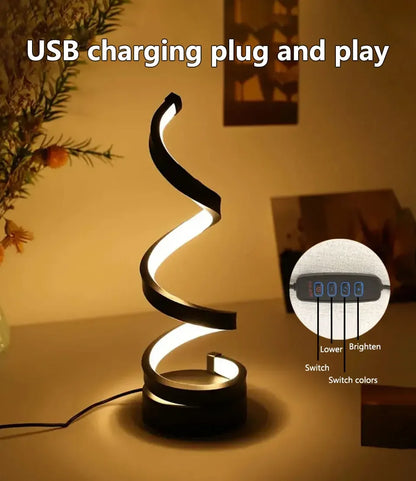 LED Night Light Spiral Table Lamp Modern Bedside Lamps