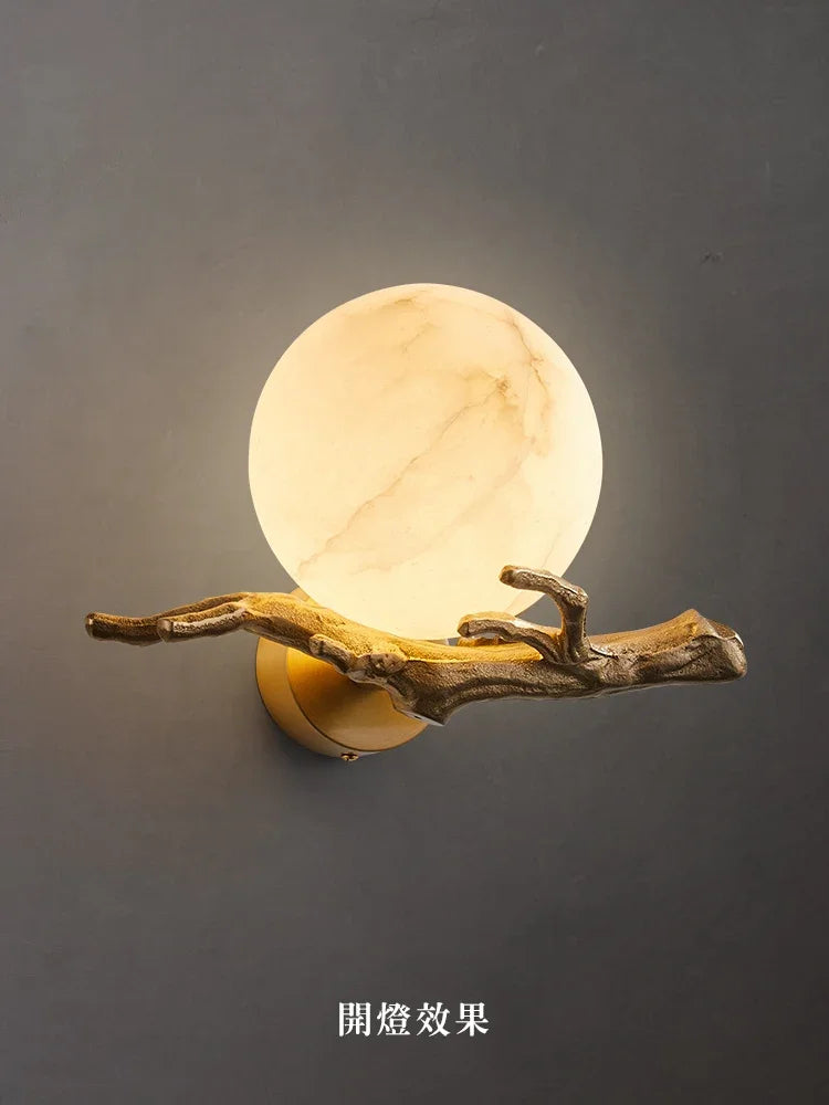 Italian Marble Waterproof Wall Lamp Brass LED Porch Light