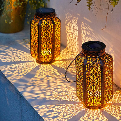 Led Solar Hanging Lantern Hanging Solar Lantern Retro Iron Art Lantern