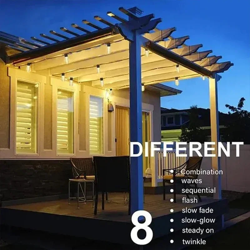 1Pack Outdoor Solar String Lights LED IP65 Waterproof Retro Vintage Bulb