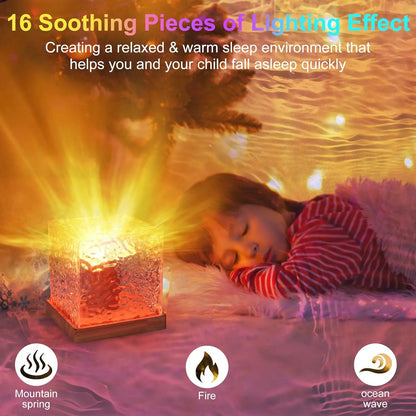 Dynamic Rotating Water Projector Night Light Flame Crystal Lamp Ocean Light