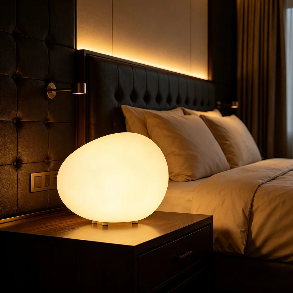 Round Stone-Shaped Modern Bedroom Study Atmosphere Desk Lamp