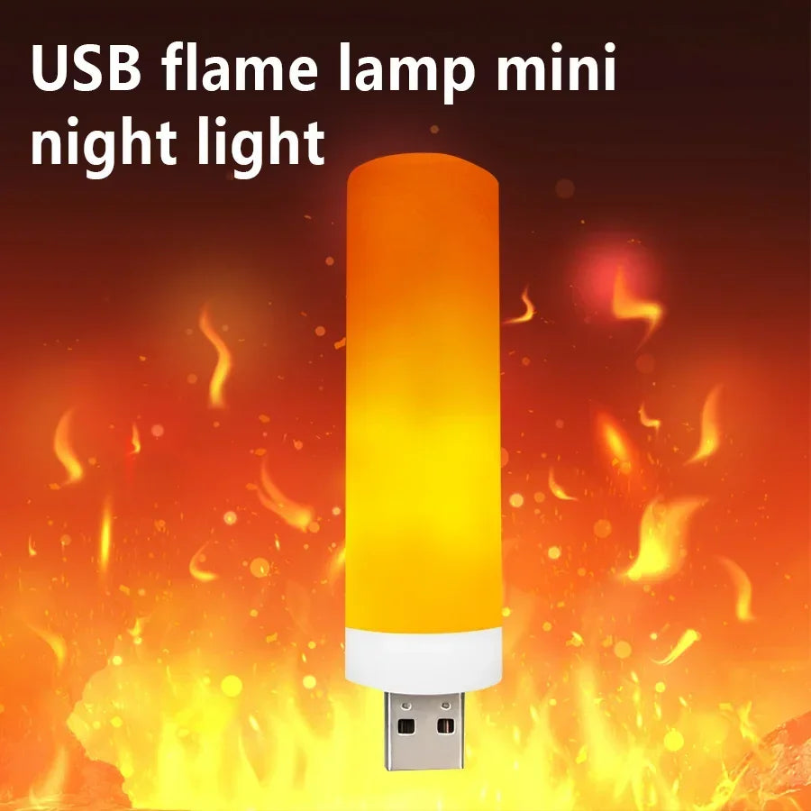 USB LED Night Lamp Simulated Flame Bulbs Night Light Flame Light