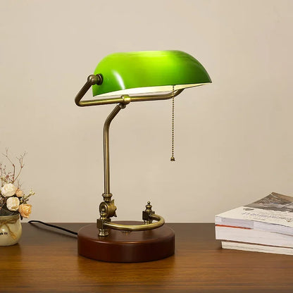 Classical Retro Vintage Metal Wood Bank Table Lamp Led