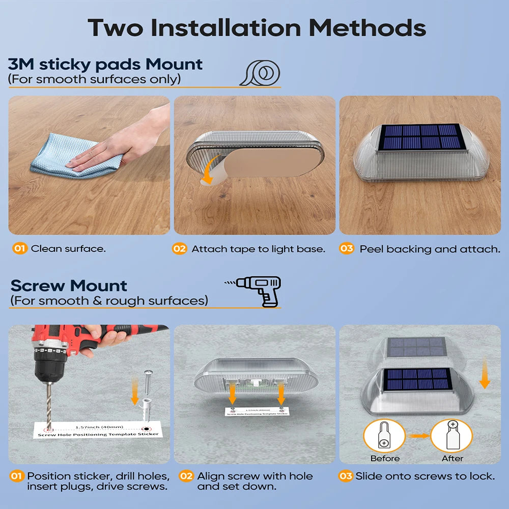 Solar Deck Lights Outdoor Warm White Driveway Lights