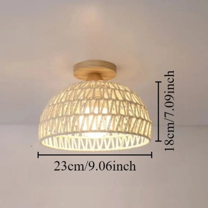 1pc Handwoven Rattan Lamp Chandeliers - Semi-Flush Mount