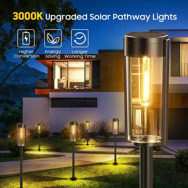 6Pack Retro Solar Pathway Lights Outdoor Waterproof Lighting