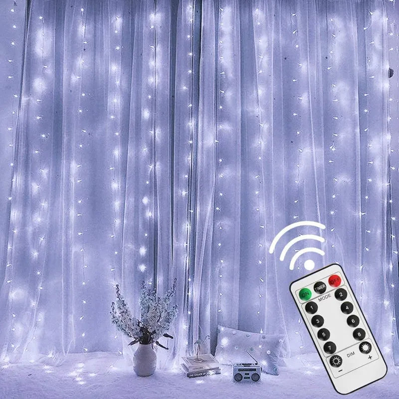 LED Garland Curtain Lights 8 Modes USB Remote Control
