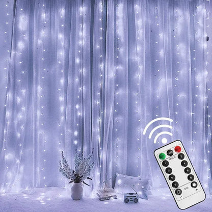 LED Garland Curtain Lights 8 Modes USB Remote Control