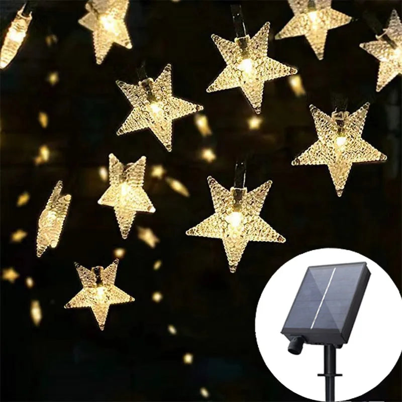 Solar Star String Lights Outdoor Waterproof LED Solar Powered Fairy Lights