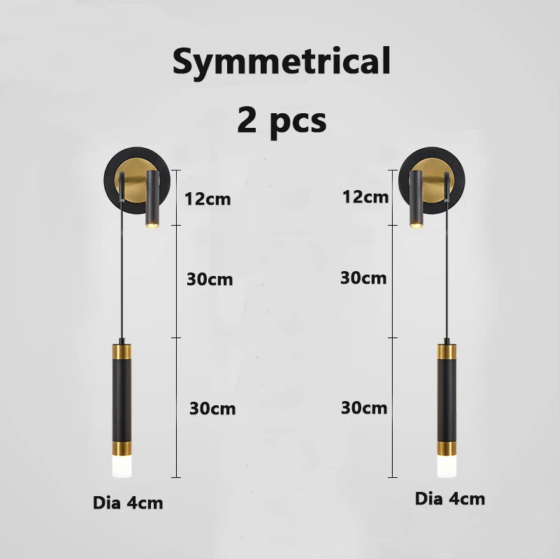 LED Wall Lamp Nordic Double Head Adjustable Wall Lights