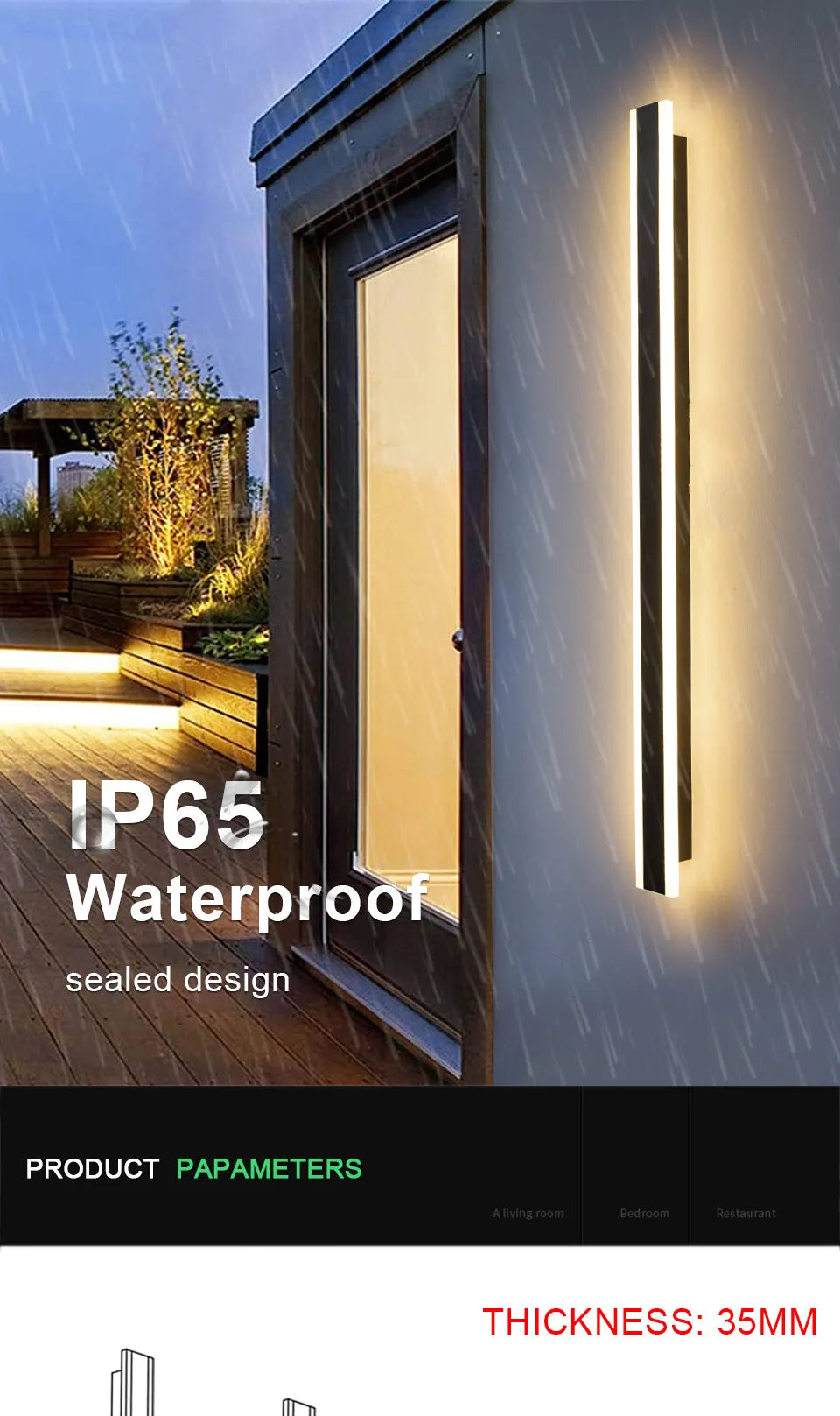 Garden LED Wall Light Remote Dimming Outdoor Lighting
