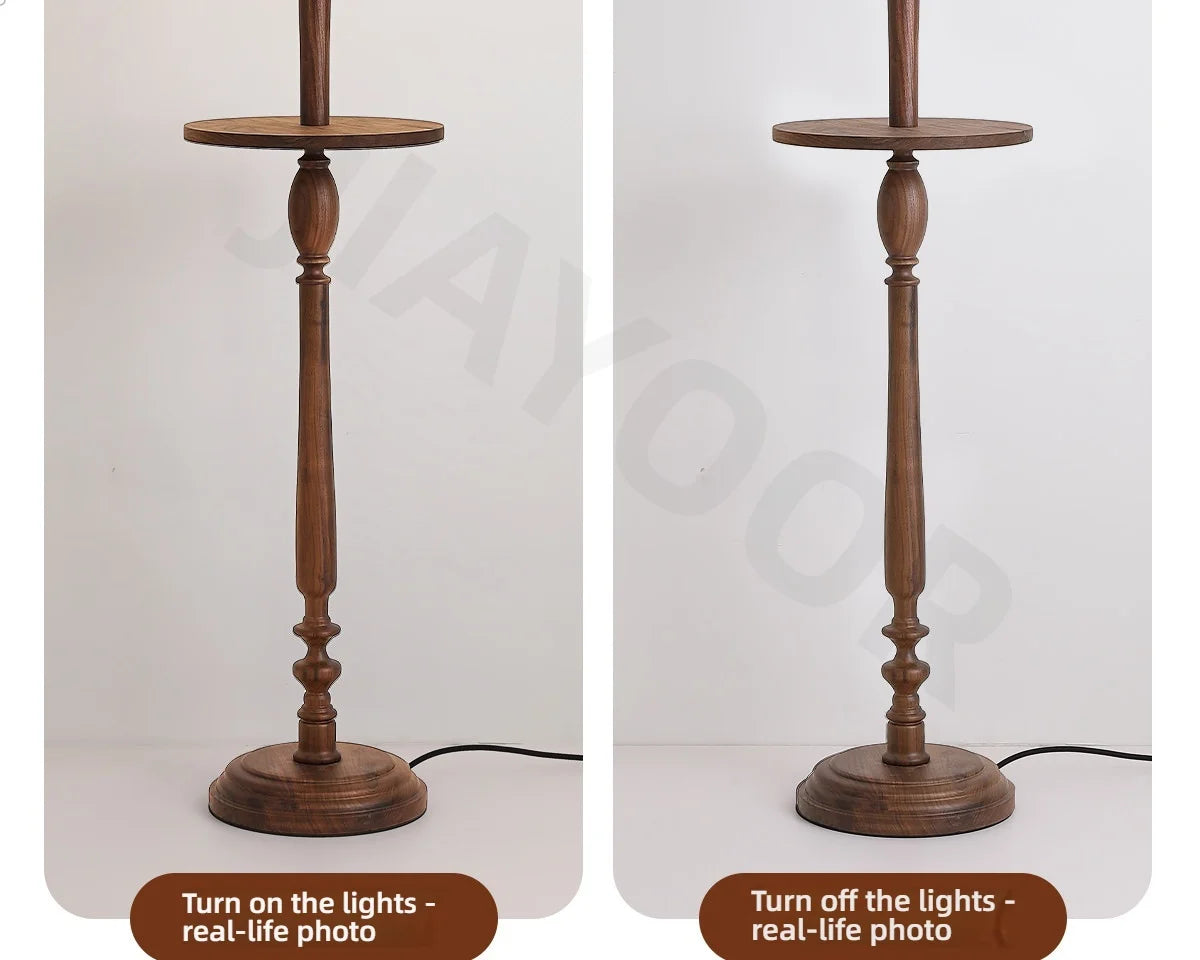 French Retro Solid Wood Floor Lamp Living Room Standing Lamp