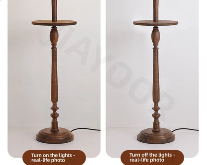 French Retro Solid Wood Floor Lamp Living Room Standing Lamp