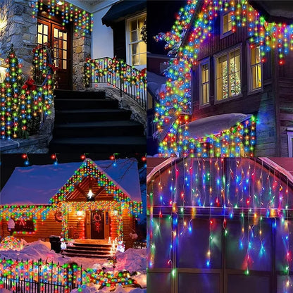 Christmas Lights Outdoor Waterproof Solar Curtain Icicle Lights