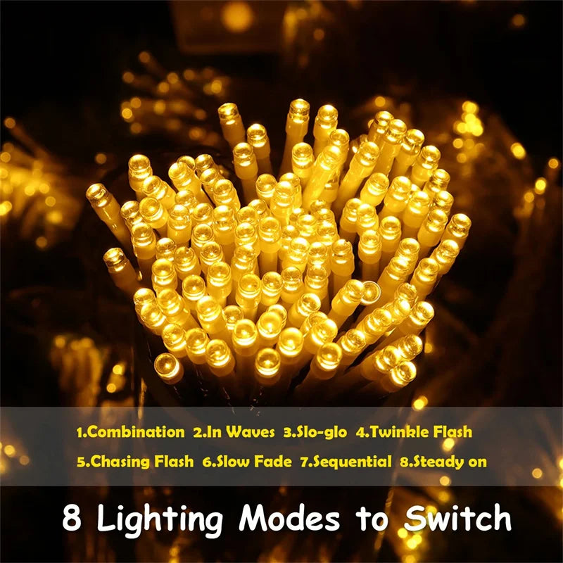 Solar LED String Lights Outdoor Garden Fairy Lights 8 Modes