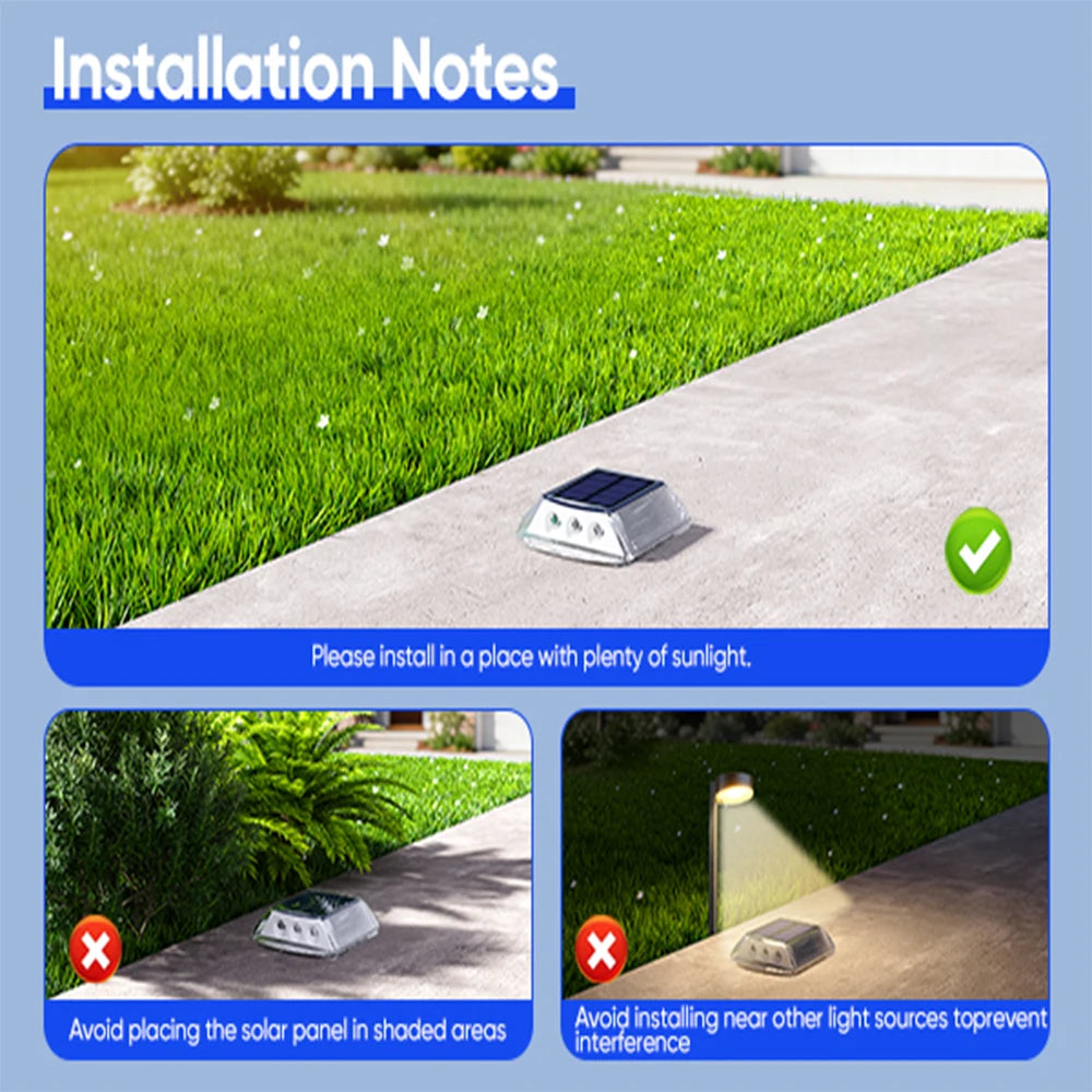 Solar Deck Lights Outdoor Warm White Driveway Lights
