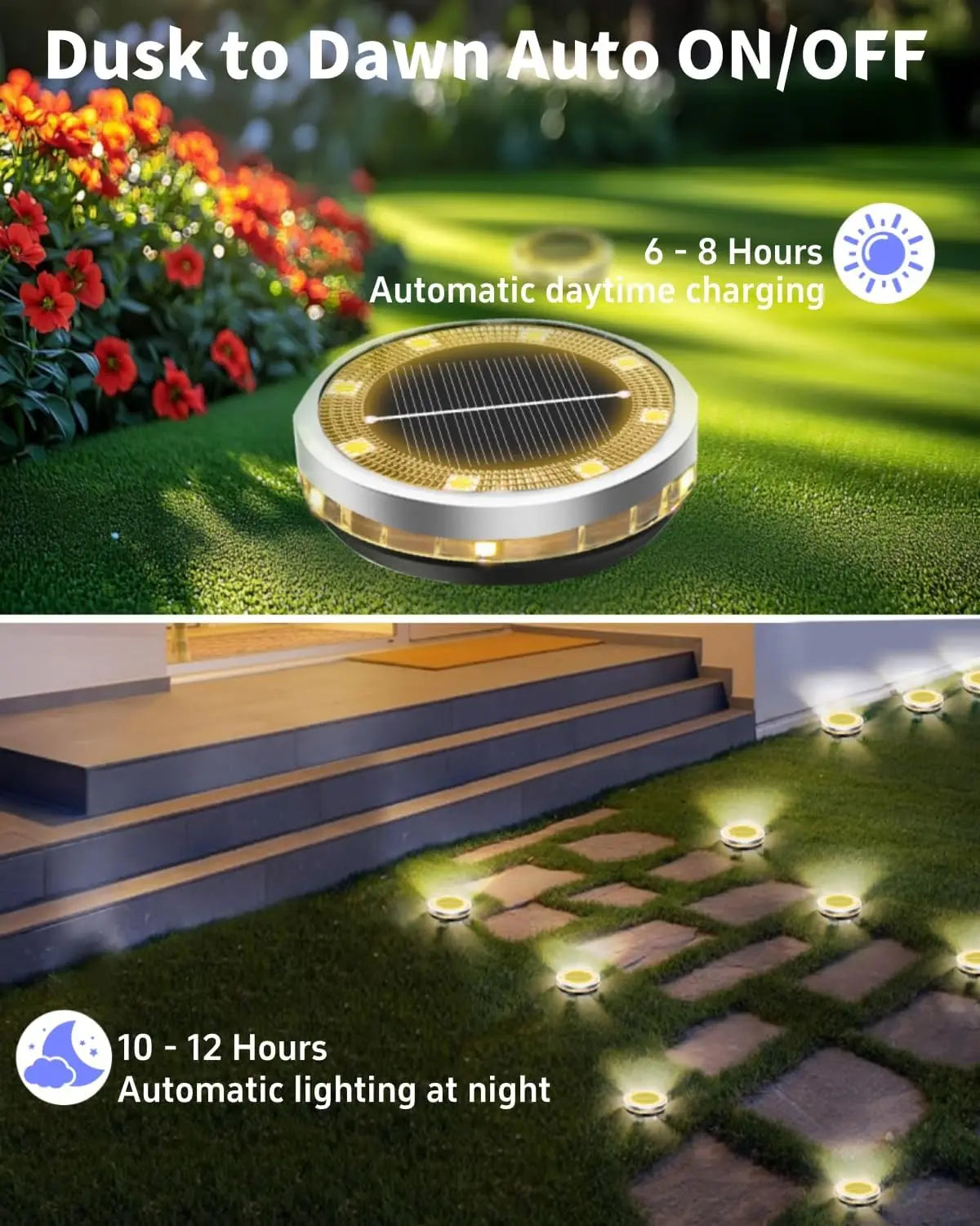 Solar Garden Lights Outdoor 8 LEDs Disk Underground Lamp