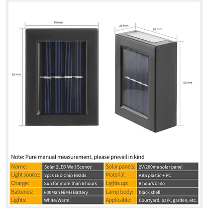 Solar Up and Down Spot Lights Outdoor Street Wall Light Lamp
