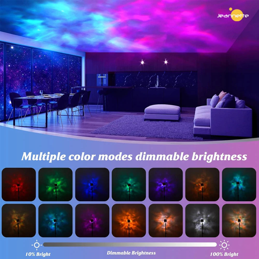 Dynamic Rotating Water Projector Night Light Flame Crystal Lamp Ocean Light