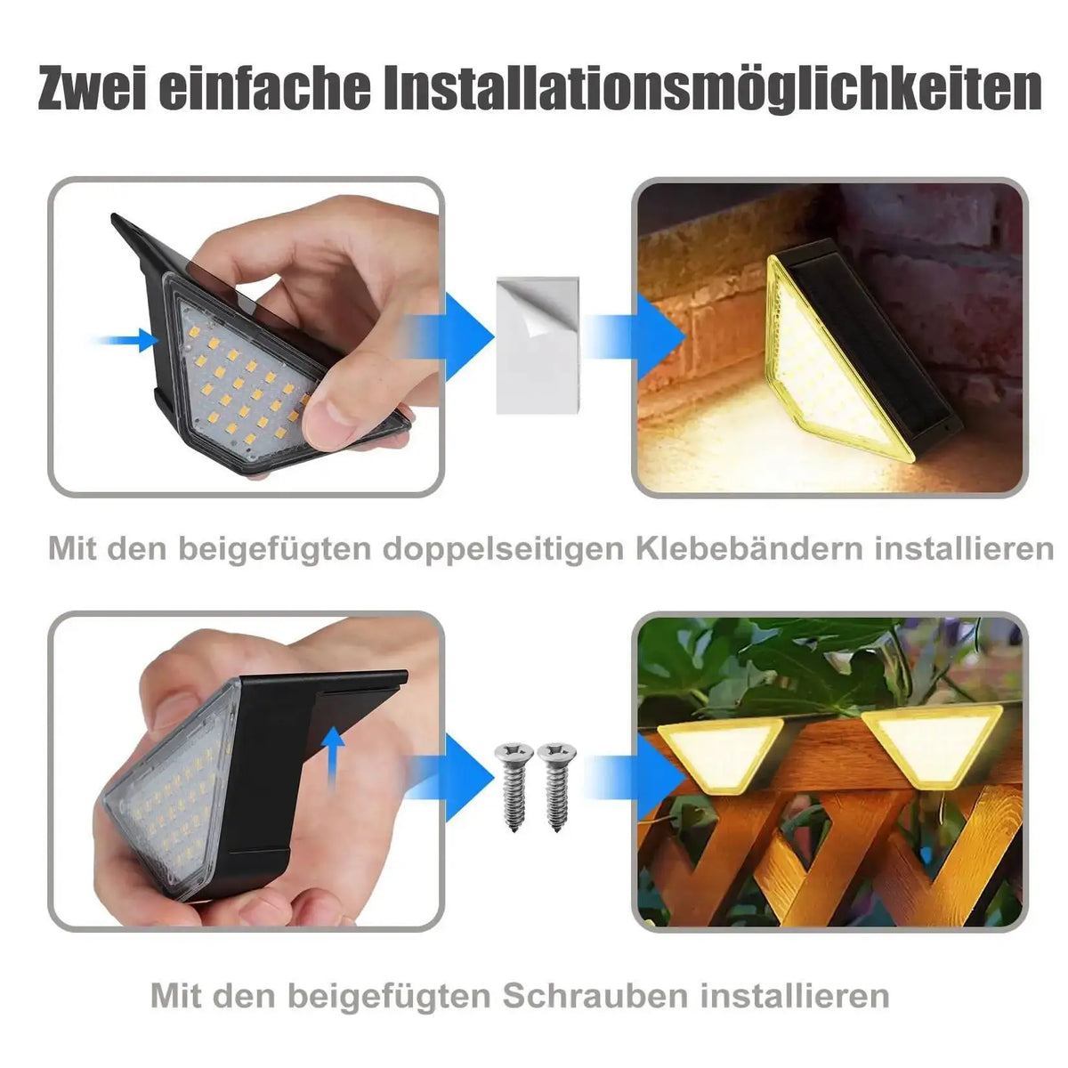 Solar Lights for Outdoors Stair Lamps Warm White LED Step Light