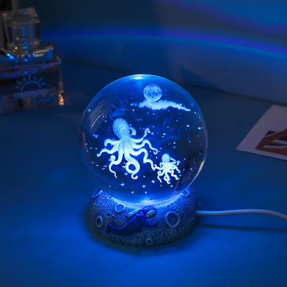 New Crystal Ball Night Light Ornament Luminous Resin Base Glass