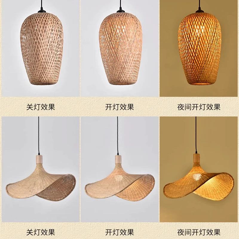 Newest Bamboo Pendant Lamp Ceiling Lights Rattan Wicker