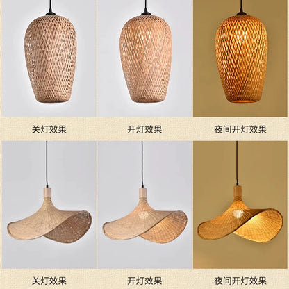 Newest Bamboo Pendant Lamp Ceiling Lights Rattan Wicker