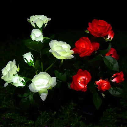 LED Solar 5-heads Rose Flower Outdoor Summer Lawn Lamp