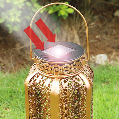 Led Solar Hanging Lantern Hanging Solar Lantern Retro Iron Art Lantern