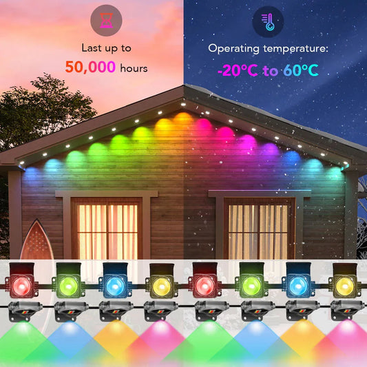 90M 180LED Permanent Outdoor Lights Smart RGB Eaves Lights