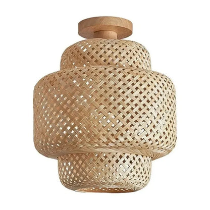 1pc Handwoven Rattan Lamp Chandeliers - Semi-Flush Mount