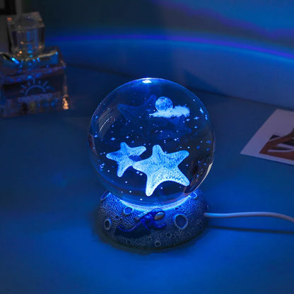 New Crystal Ball Night Light Ornament Luminous Resin Base Glass