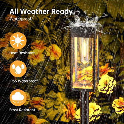 6Pack Retro Solar Pathway Lights Outdoor Waterproof Lighting