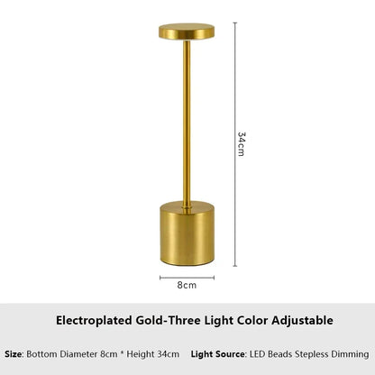 Simple LED Rechargeable Touch Metal Table Lamp Three Colors