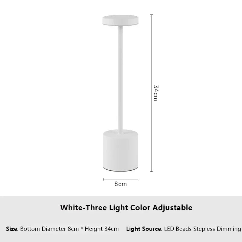 Simple LED Rechargeable Touch Metal Table Lamp Three Colors