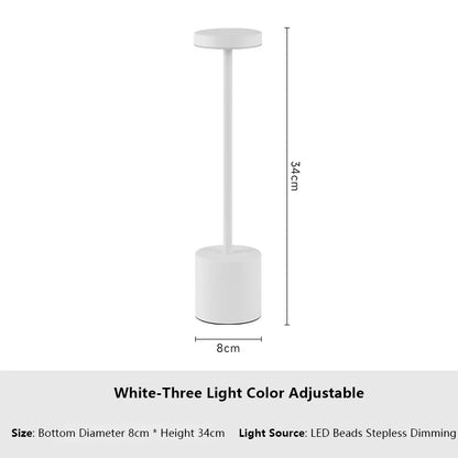 Simple LED Rechargeable Touch Metal Table Lamp Three Colors