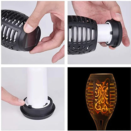 Solar Garden Flame Lights Flickering Flame Lamp Outdoor Lawn Light