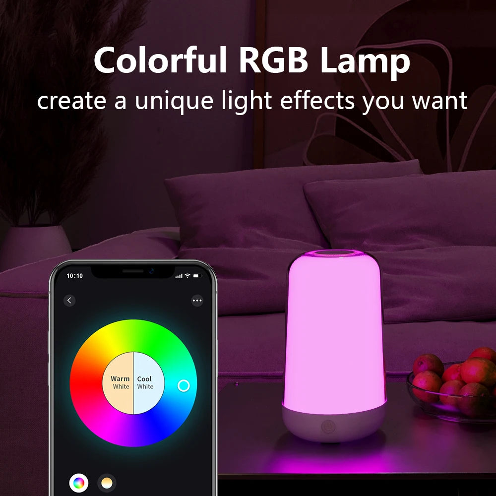 Smart Touch Bedside Table Lamp Dimmable RGB Bluetooth