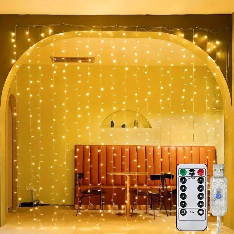 6x3M LED USB Curtain String Fairy Lights Christmas Garland