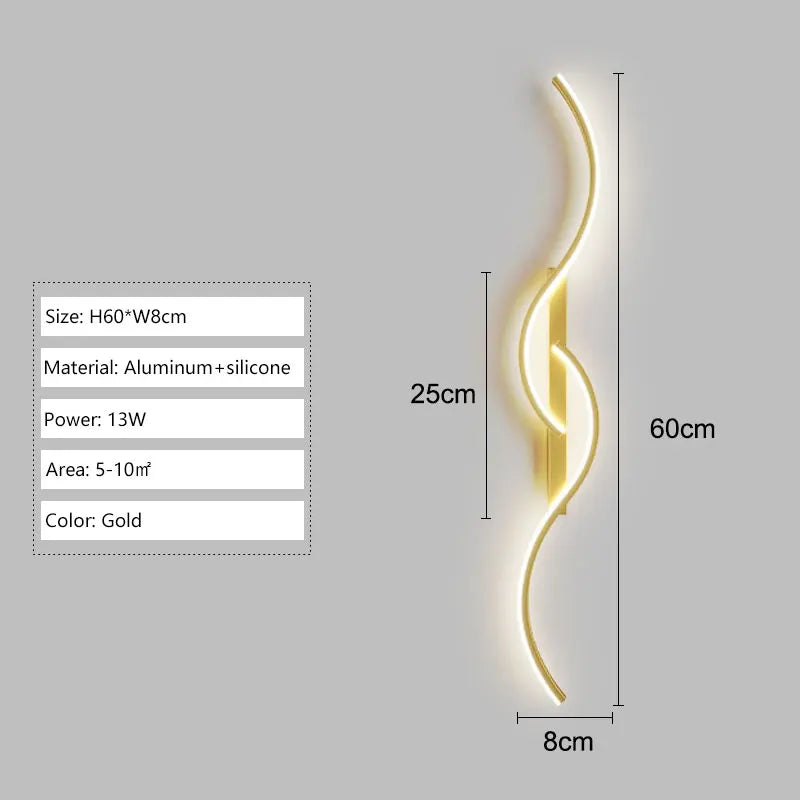 Long Strip LED Wall Lamps for Bedroom Living Room Indoor